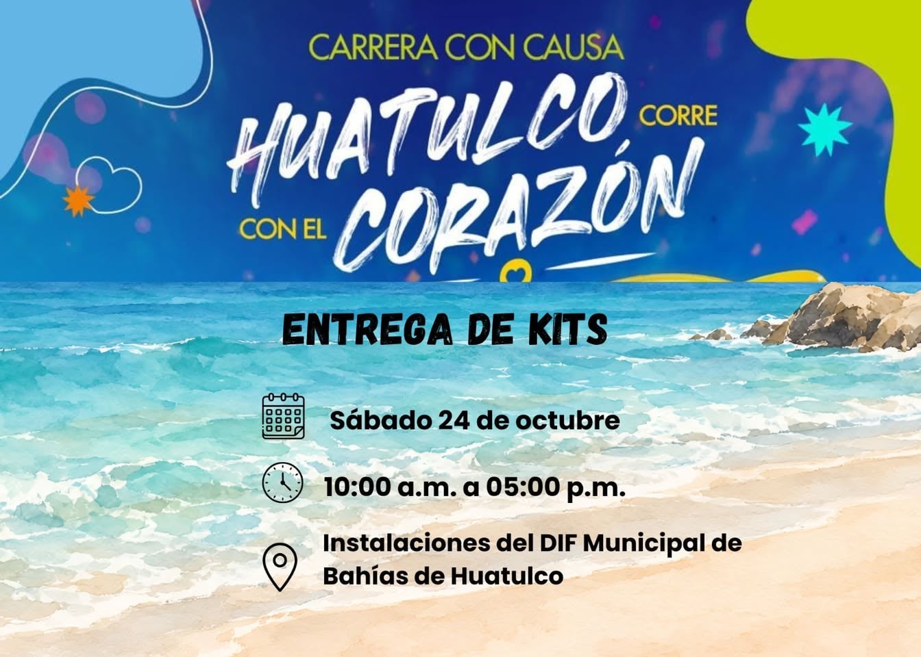Carrera con Causa Huatulco Corre con el Corazón - Entrega de Kits — evento en Oaxaca en Instalaciones del DIF Municipal de Bahías de Huatulco