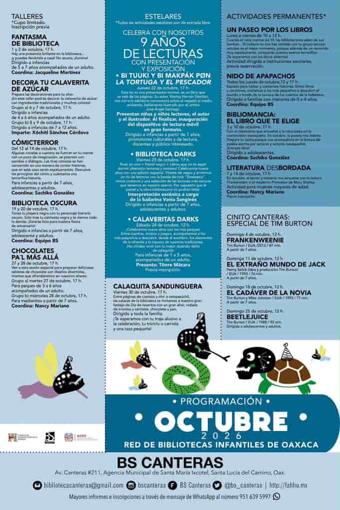 Programación de Octubre en BS Canteras — evento en Oaxaca en BS Canteras