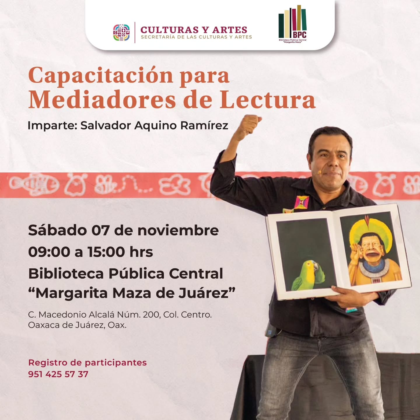 Capacitación para Mediadores de Lectura — evento en Oaxaca en Biblioteca Pública Central Margarita Maza de Juárez