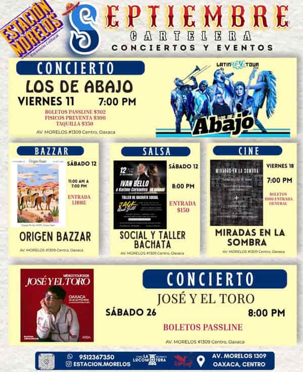 Cartelera Cultural Septiembre en Estación Morelos