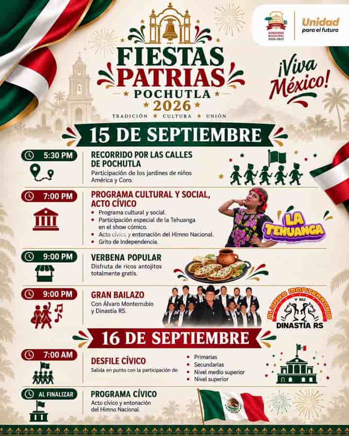 Fiestas Patrias Pochutla 2026: Grito, Verbena y Desfile Cívico