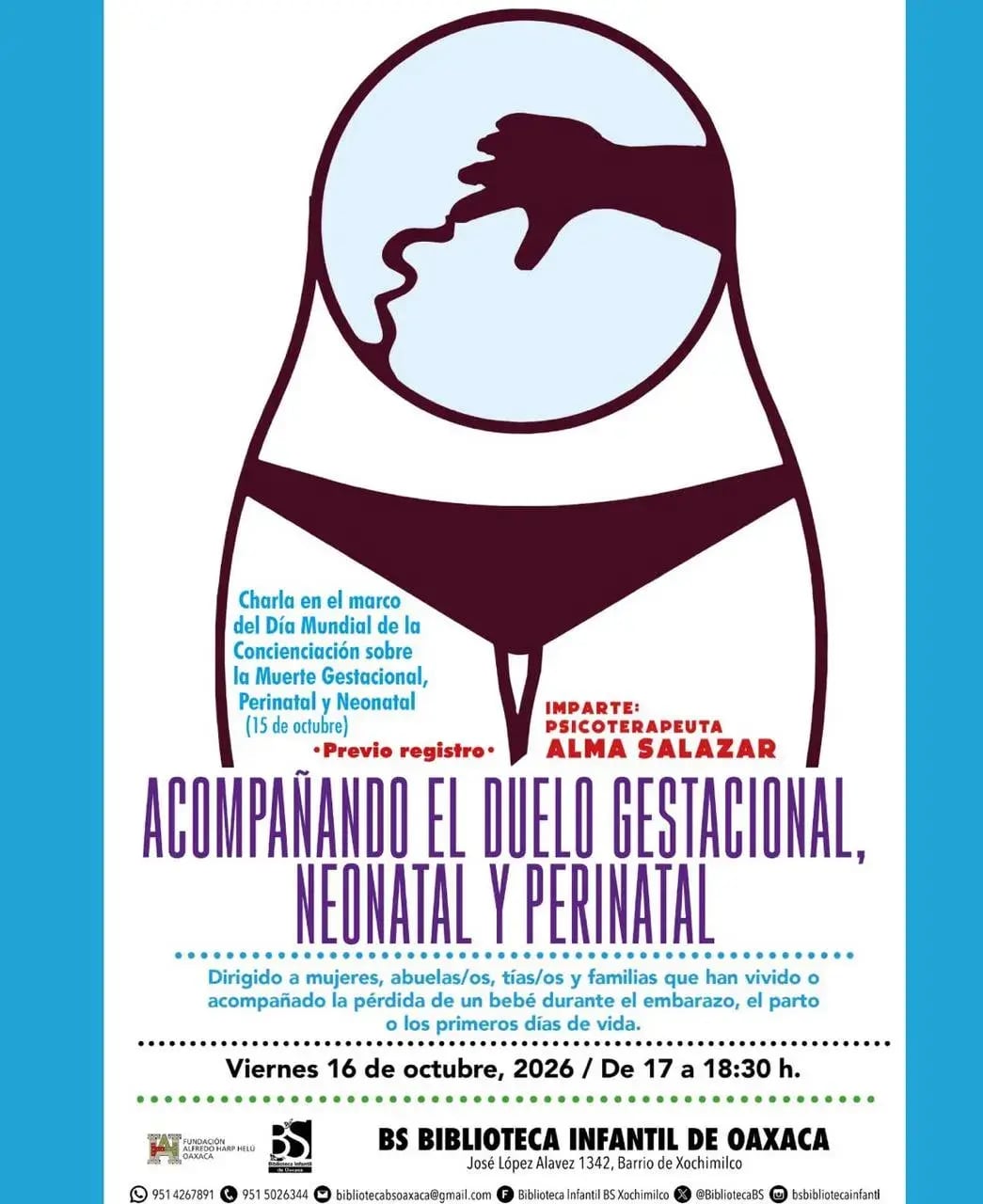 Acompañando el duelo gestacional, neonatal y perinatal — evento en Oaxaca en BS Biblioteca Infantil de Oaxaca