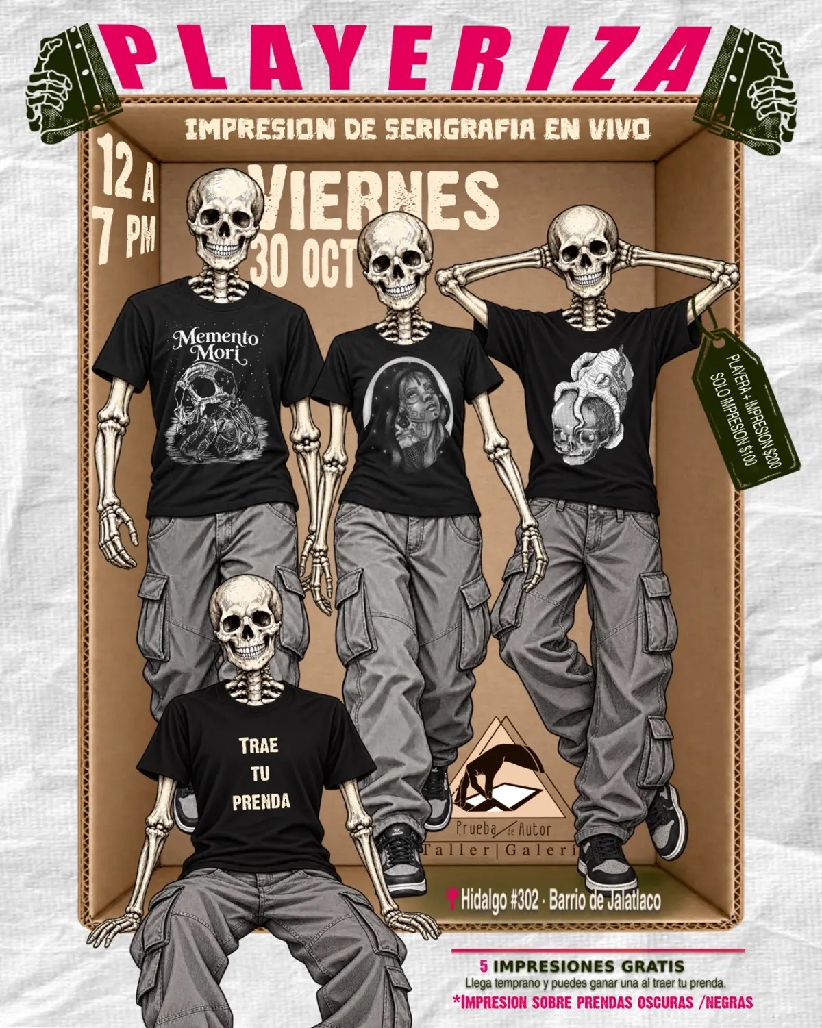 PLAYERIZA: Impresión de serigrafía en vivo — evento en Oaxaca en Galería Prueba de Autor