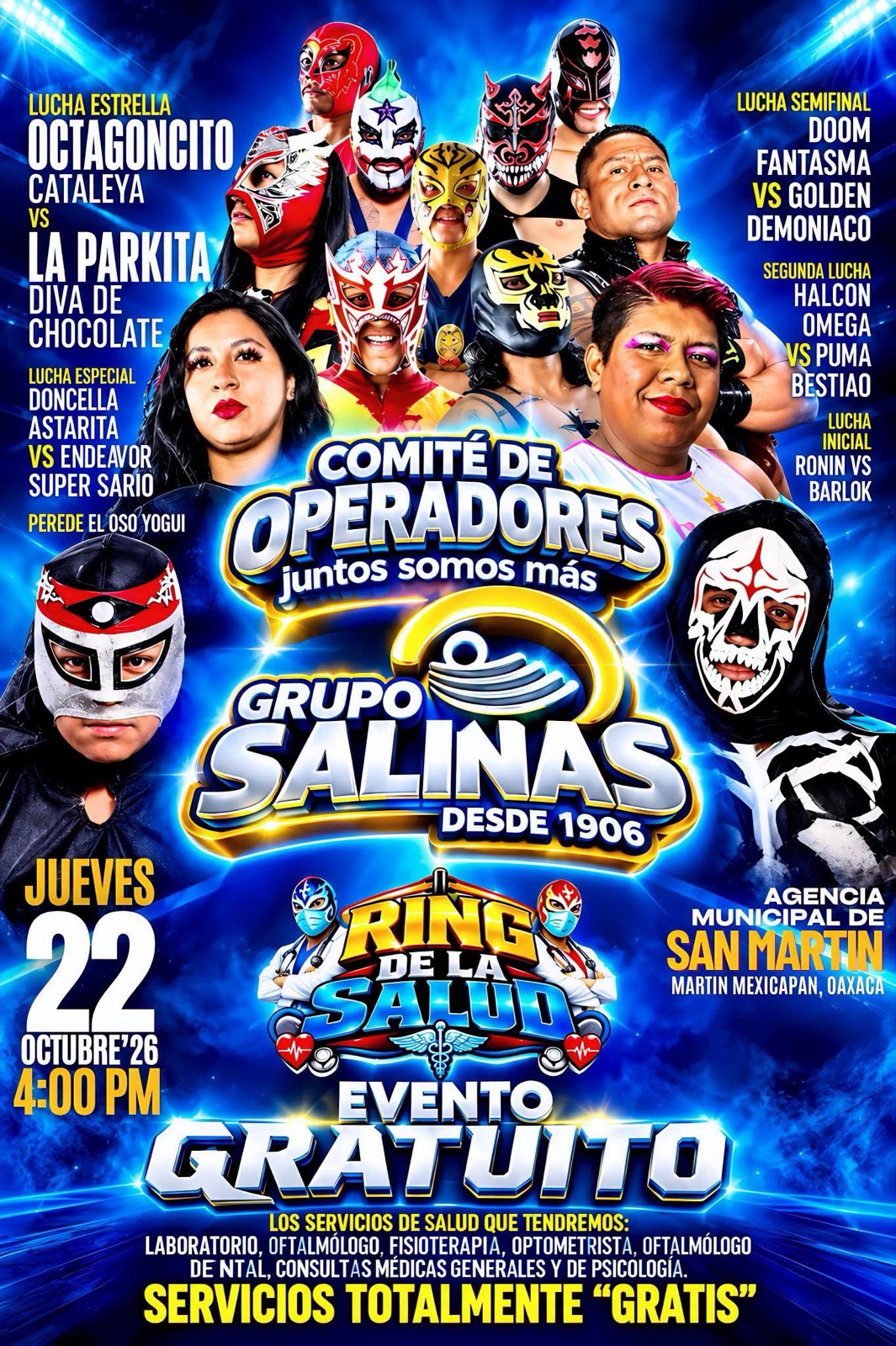 Ring de la Salud: Lucha Libre y Servicios Gratuitos en San Martín Mexicápam — evento en Oaxaca en Agencia de Policía San Martín Mexicapan