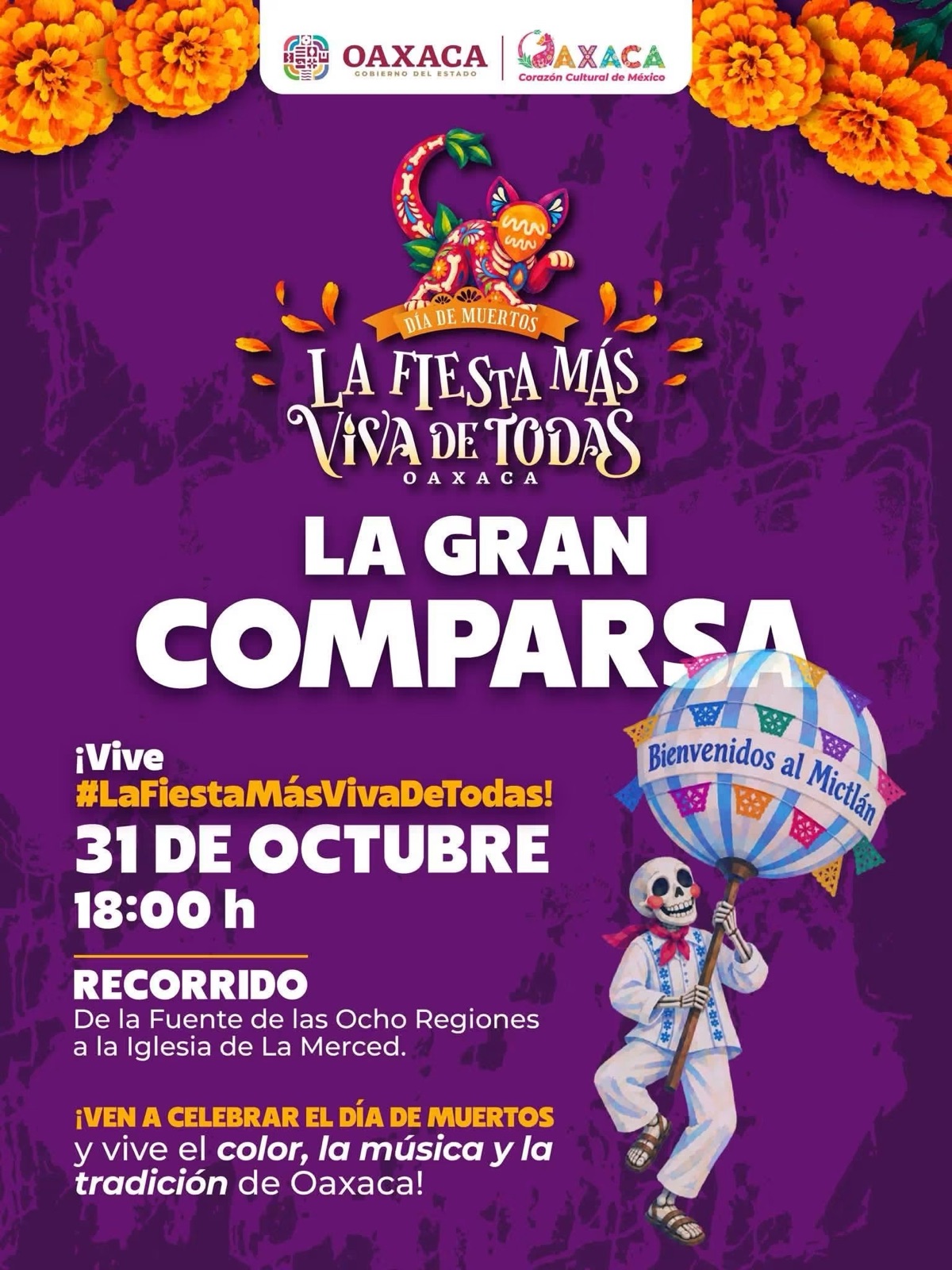 La Gran Comparsa: Día de Muertos Oaxaca — evento en Oaxaca en Fuente de las 8 Regiones