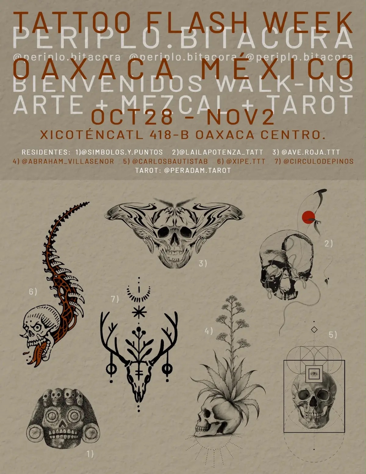 Tattoo Flash Week en Periplo.Bitácora — evento en Oaxaca en Xicoténcatl 418-B