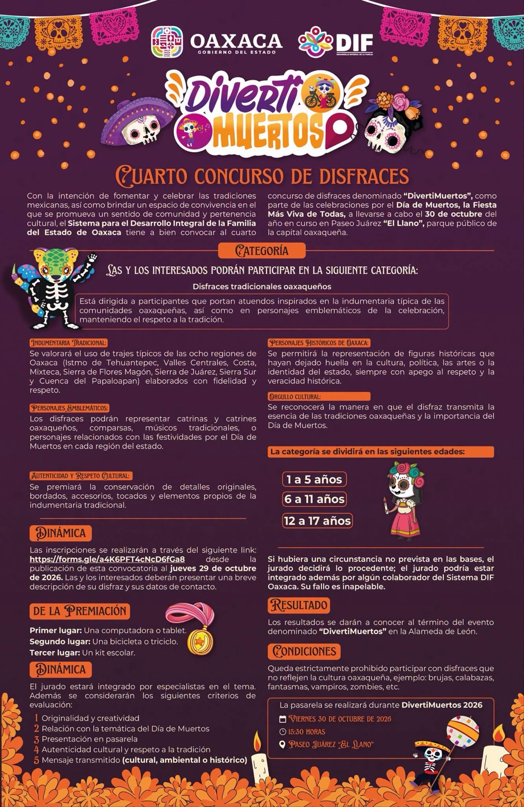 4to Concurso de Disfraces DivertiMuertos 2026 — evento en Oaxaca en El Llano