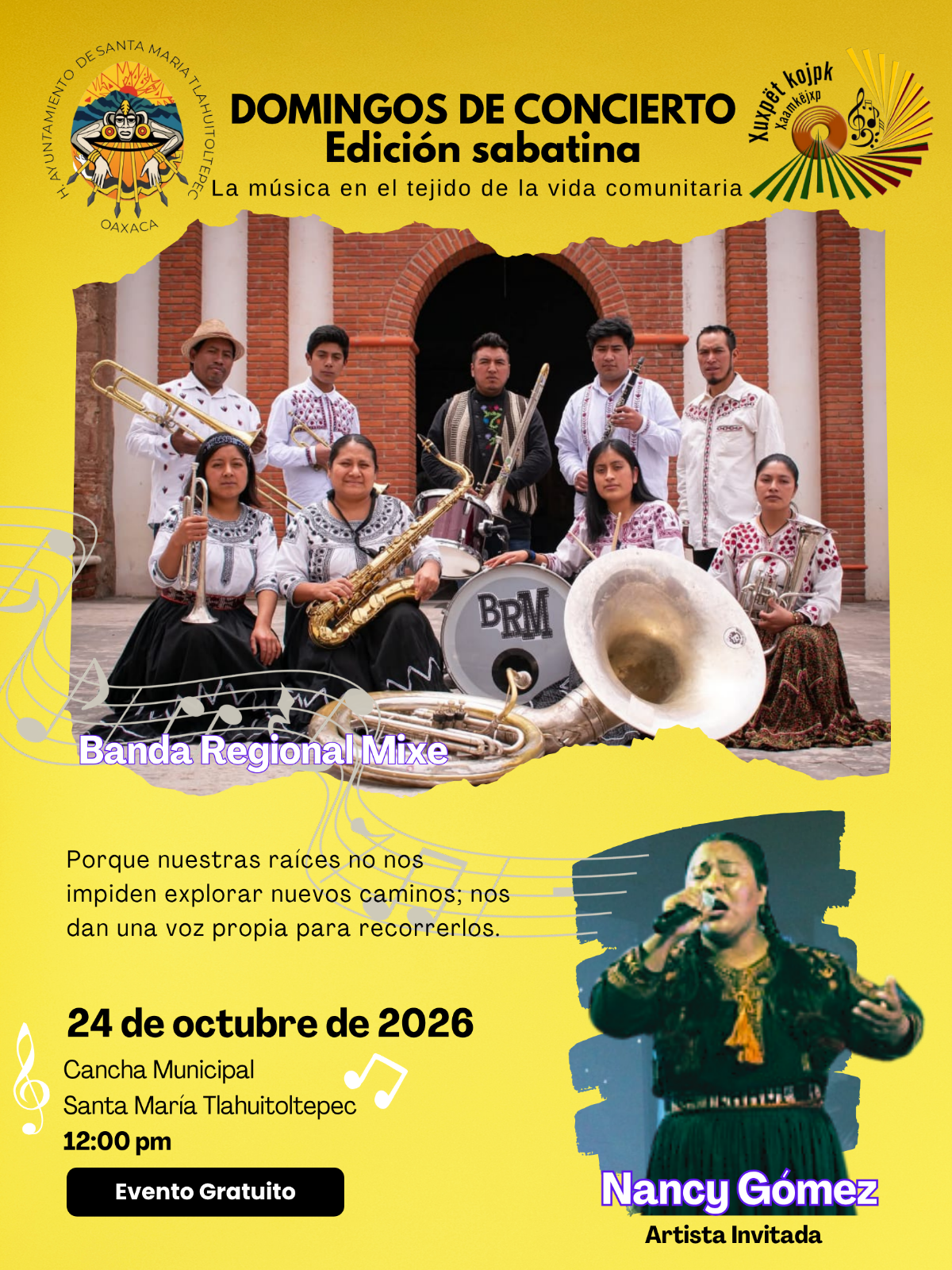Domingos de Concierto: Banda Regional Mixe — evento en Oaxaca en Municipio de Santa María Tlahuitoltepec Mixe Oaxaca